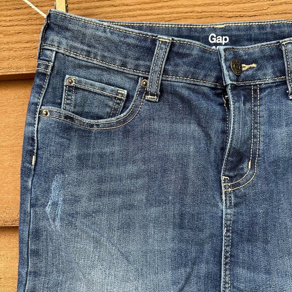 GAP Denim Skirt Blue Front Split Cutoff Size 4 - Picture 4 of 16